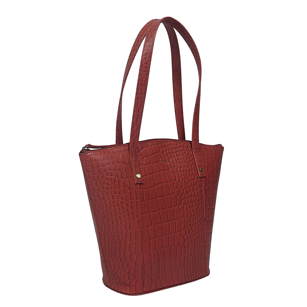 ASSOTS LONDON Melanie 100% Genuine Leather Croc Pattern Tote Bag with Handle Drop - Red 8834010 5