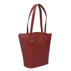 ASSOTS LONDON Melanie 100% Genuine Leather Croc Pattern Tote Bag with Handle Drop (Size 29x23x13 Cm) - Red