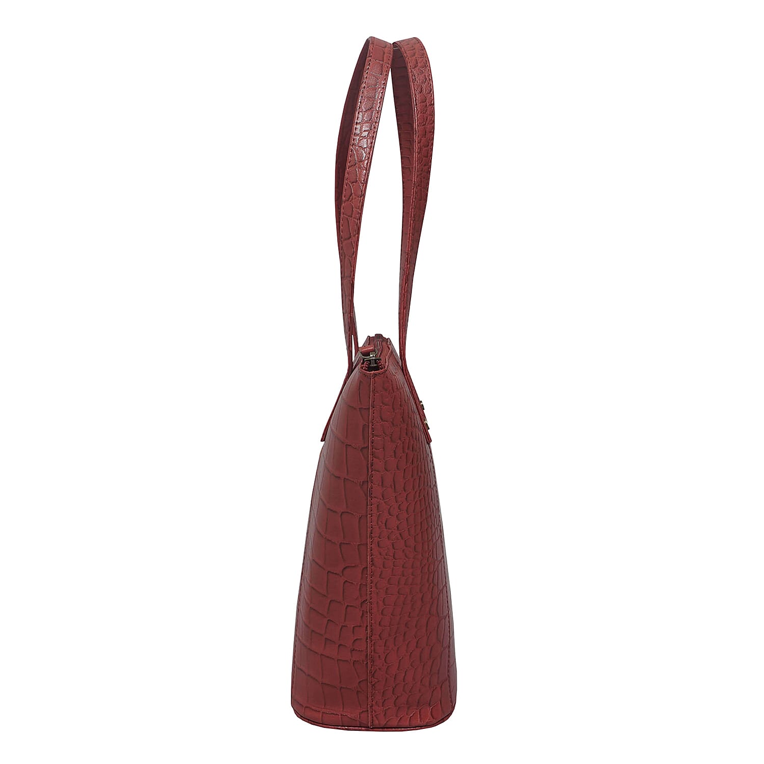 ASSOTS LONDON Melanie 100% Genuine Leather Croc Pattern Tote Bag with Handle Drop - Red 8834010 6