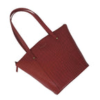 ASSOTS LONDON Melanie 100% Genuine Leather Croc Pattern Tote Bag with Handle Drop (Size 29x23x13 Cm) - Red