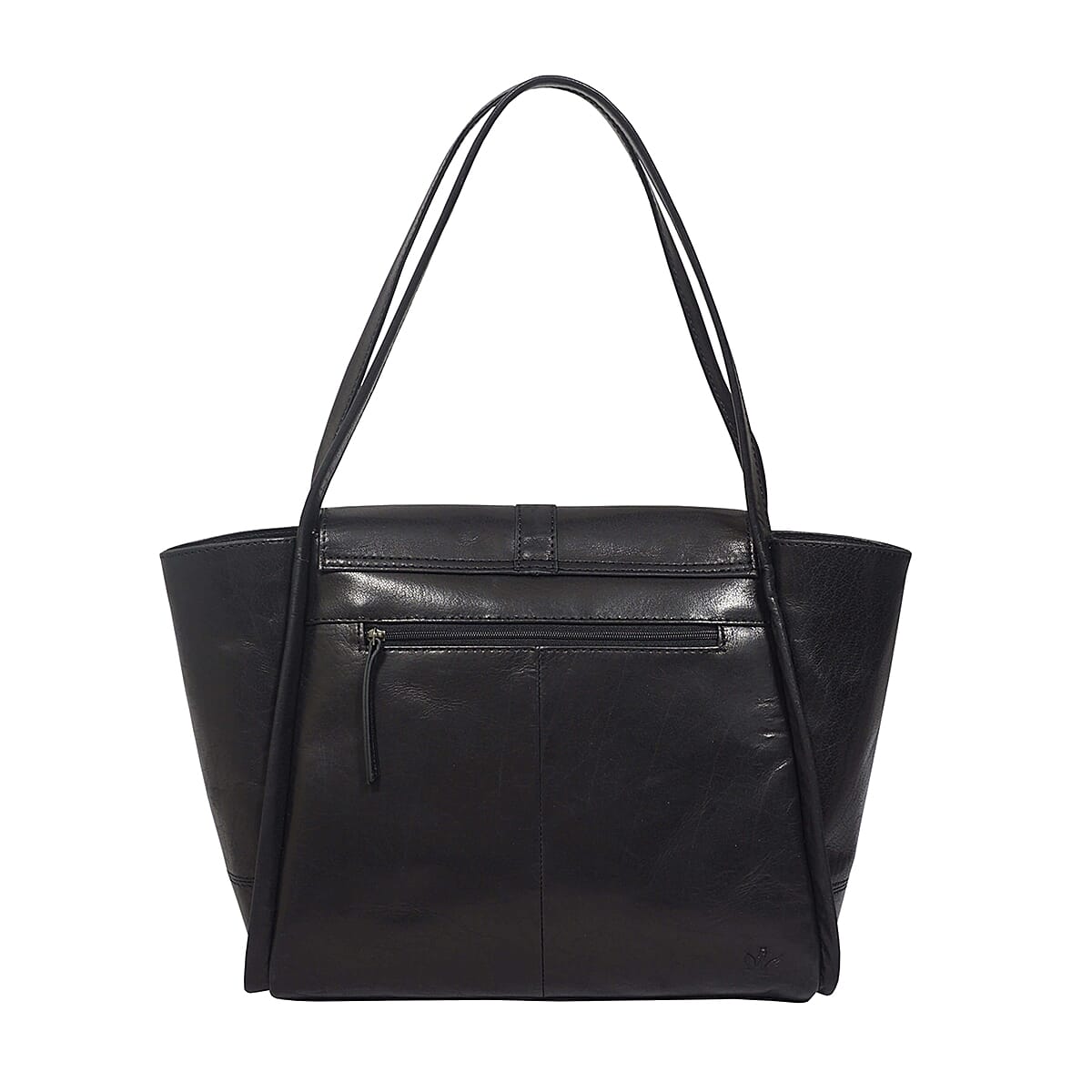 Assots London Swan Collection Premium Genuine Semi Vegetable Polished Leather Flap-Over Shoulder Bag - Black 8727088 1