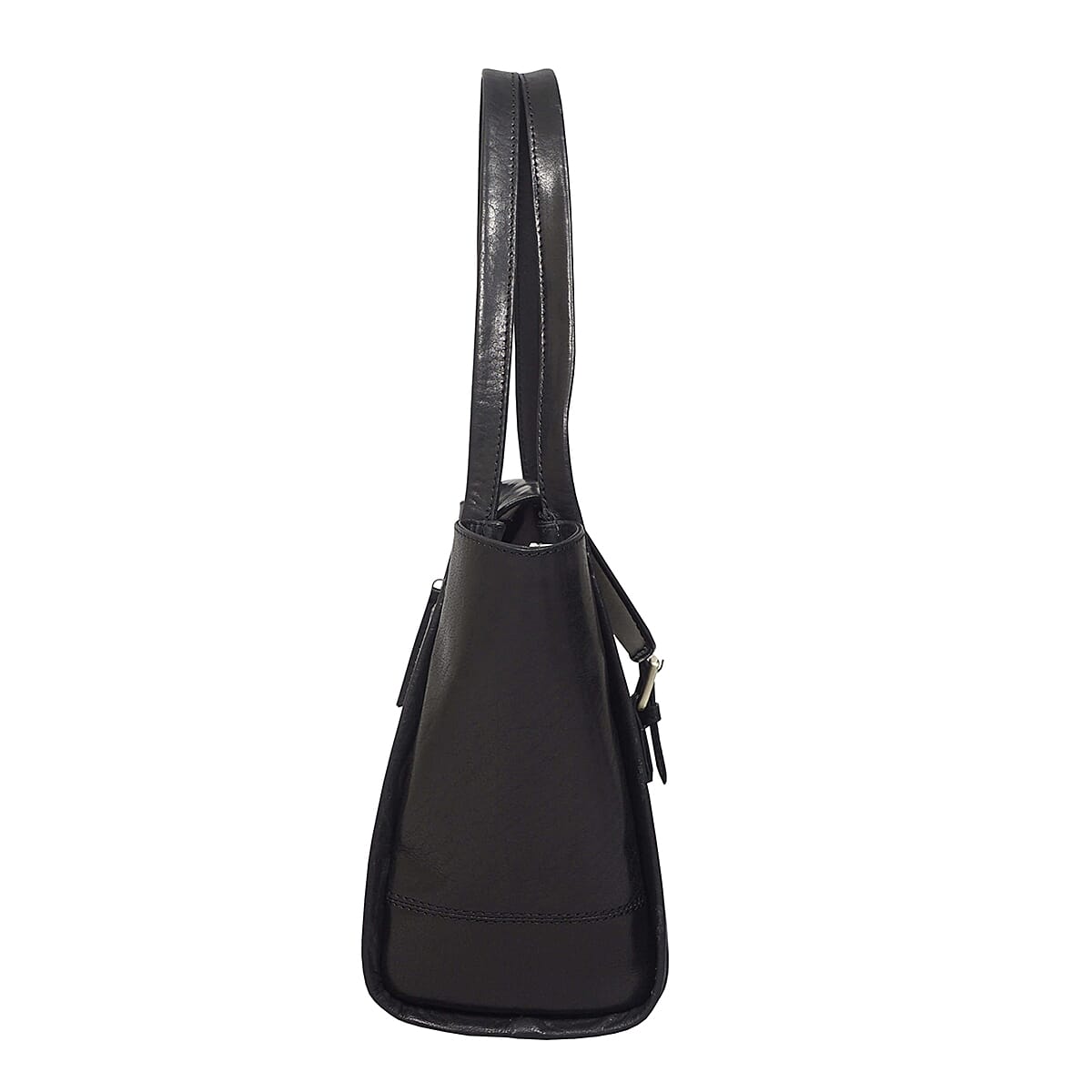 Assots London Swan Collection Premium Genuine Semi Vegetable Polished Leather Flap-Over Shoulder Bag - Black 8727088 4