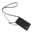ASSOTS LONDON Tracy 100% Genuine Leather Croc Pattern Mobile Crossbody Bag with Shoulder Strap - Black