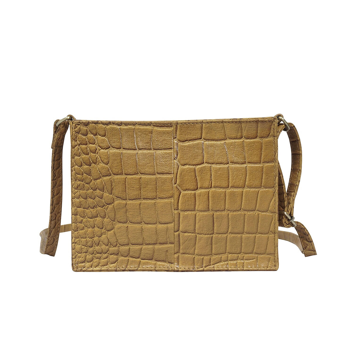 Assots London Susan Rectangle Croc Crossbody Bag with Adjustable Strap - Mustard 6083008 1