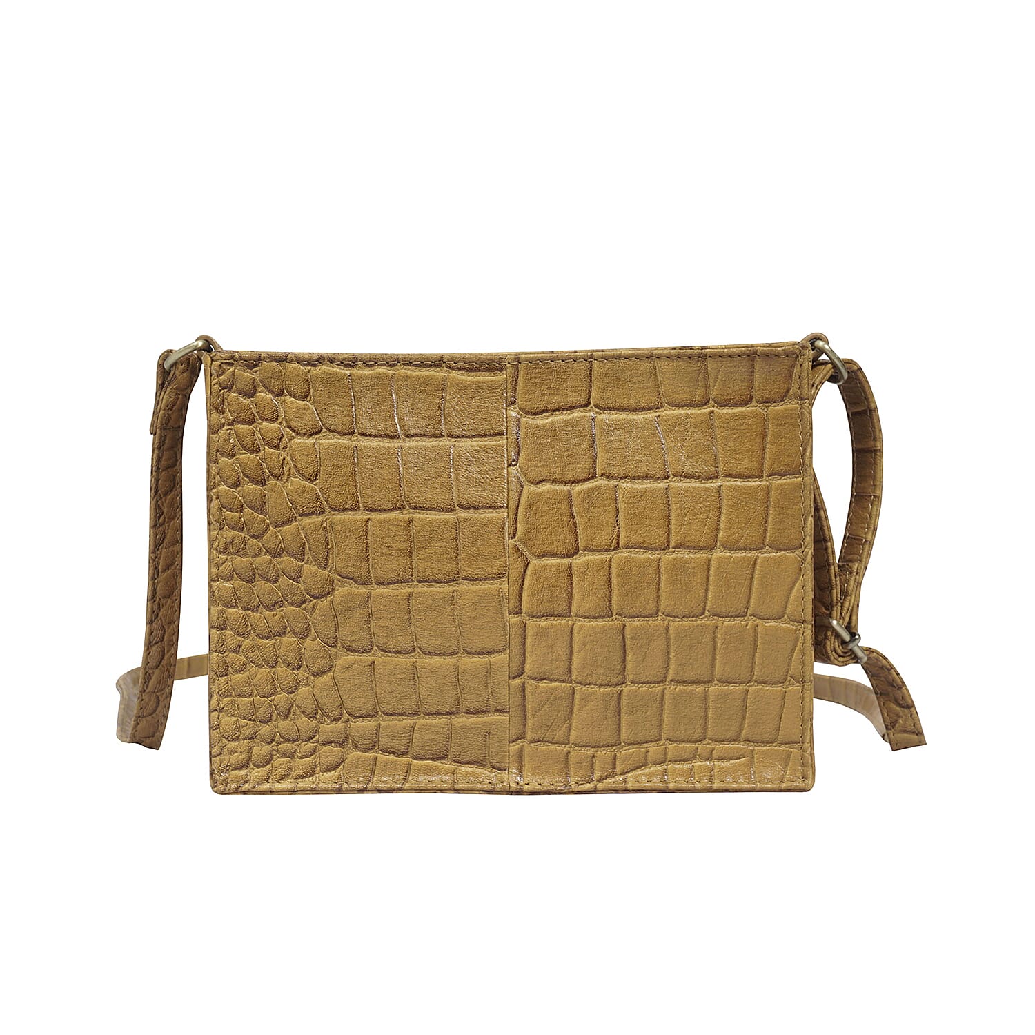 Assots London Susan Rectangle Croc Crossbody Bag with Adjustable Strap - Mustard 6083008 1