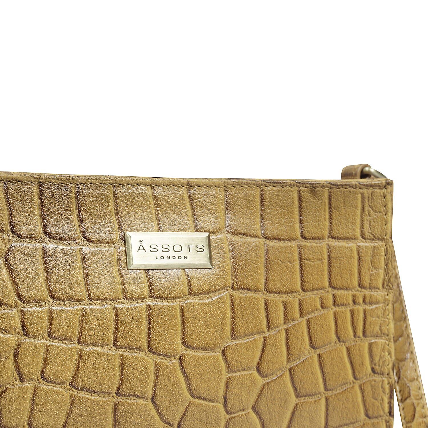 Assots London Susan Rectangle Croc Crossbody Bag with Adjustable Strap - Mustard 6083008 2