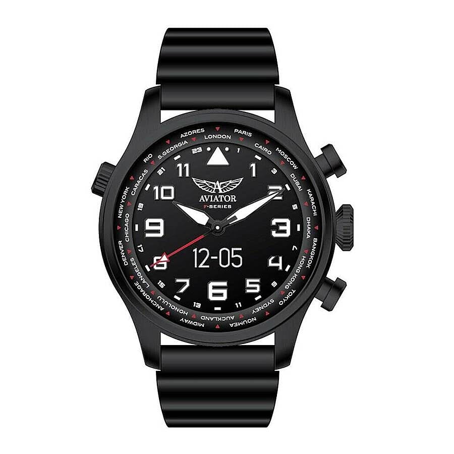 AVIATOR 5 ATM Water Resistant Smart Pilot Watch with Black Silicone Strap 3658233 0