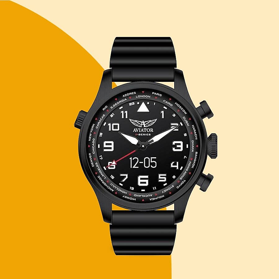 AVIATOR 5 ATM Water Resistant Smart Pilot Watch with Black Silicone Strap 3658233 1
