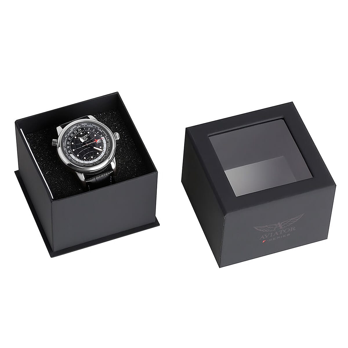 AVIATOR Analog Watch with World Timer 3 ATM Water Resistant Watch with Black Leather Strap 7735530 1