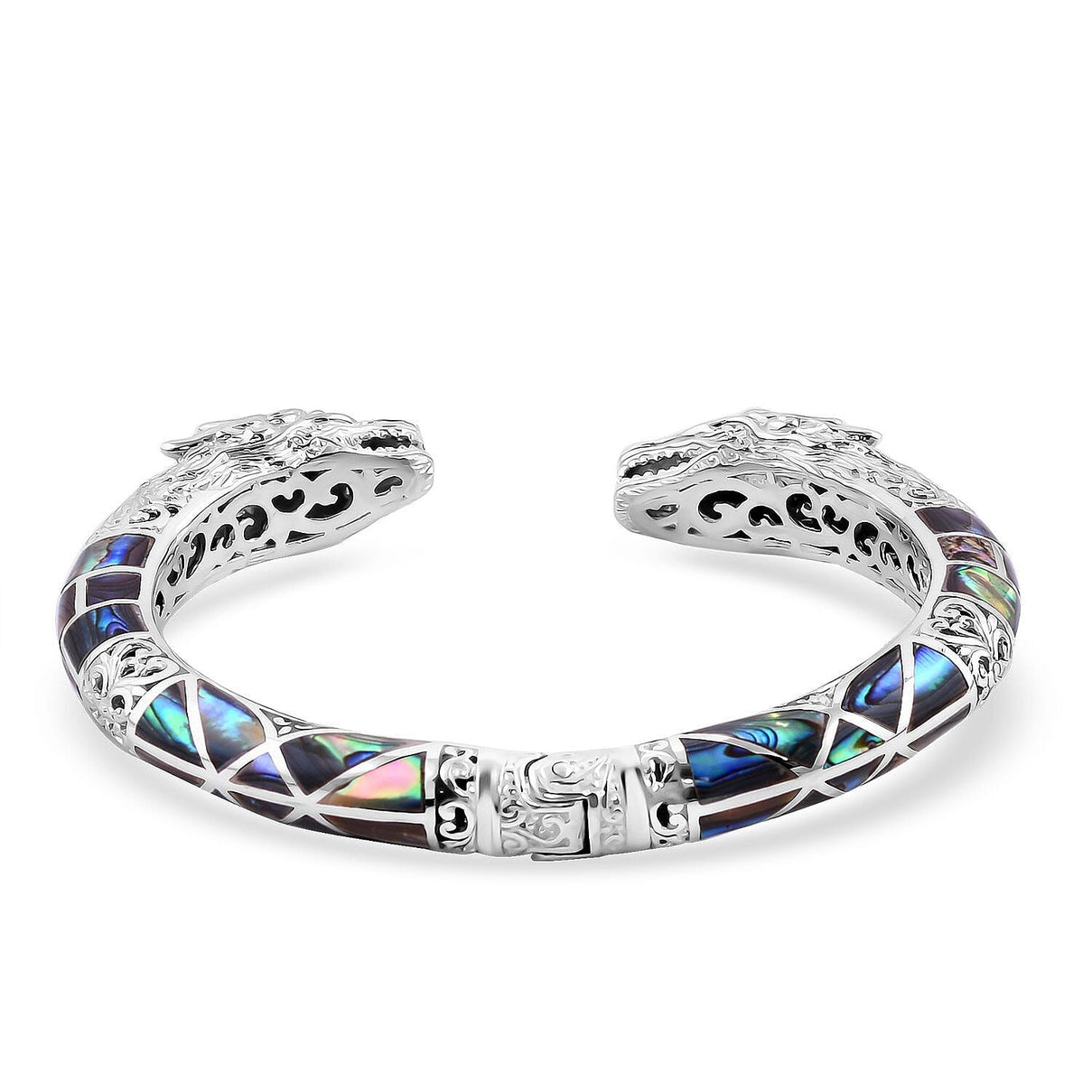 Royal Bali Collection - Artisan Crafted Abalone Shell Cuff Bangle (Size 7.5) Sterling Silver, Silver Wt. 44.75 GM 7702696 5