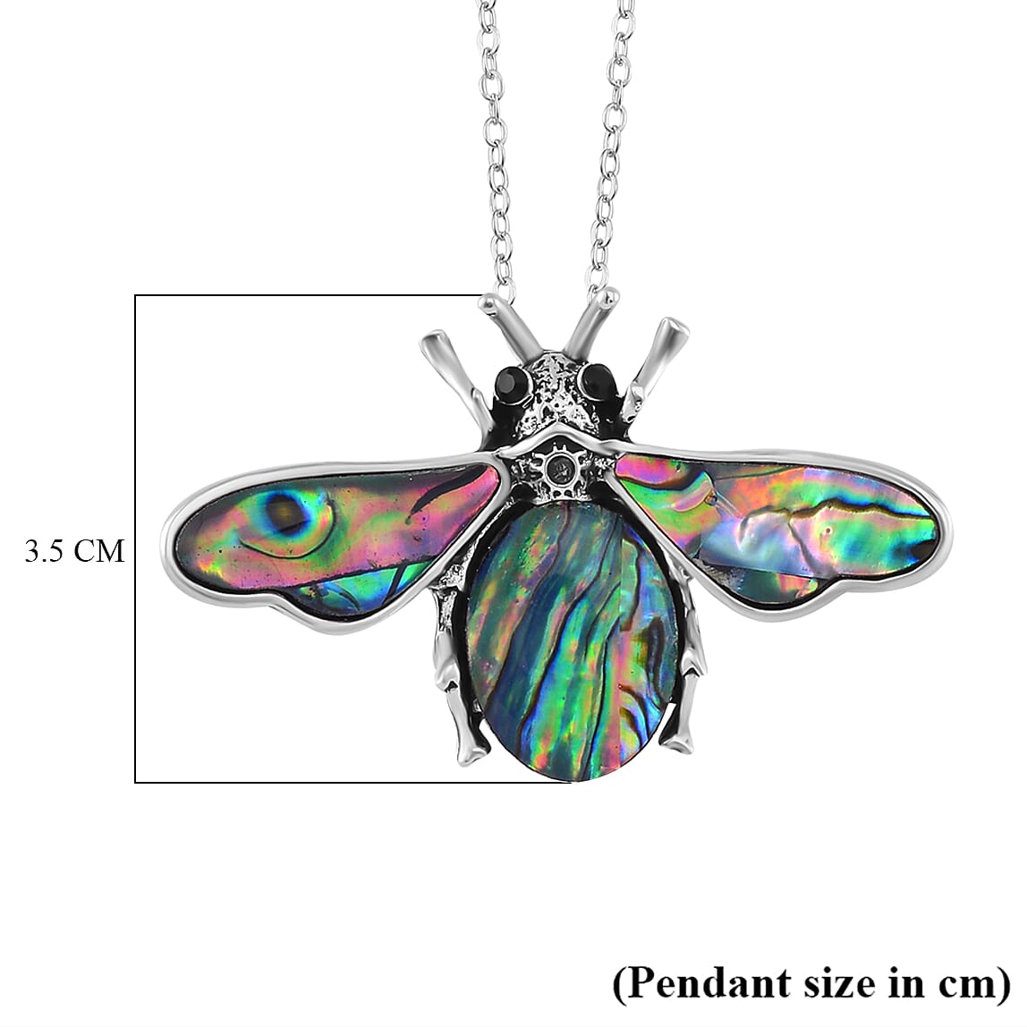 Abalone Shell &amp; Black Austrian Crystal Bee Necklace (Size 20) 7810808 5