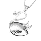 Abalone Shell, Black & White Austrian Crystal Swan Pendant with Chain (Size-20) in Silver Tone