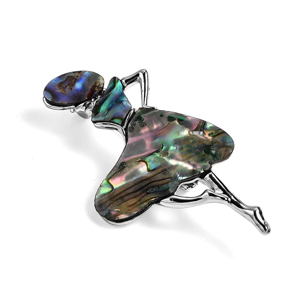 Abalone Shell Lady Brooch in White Silver Tone 8311530 4