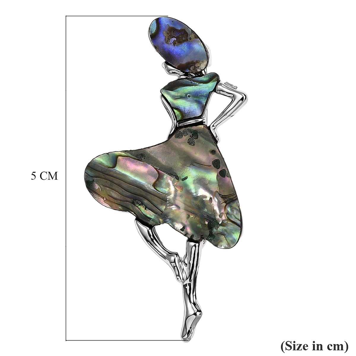 Abalone Shell Lady Brooch in White Silver Tone 8311530 6