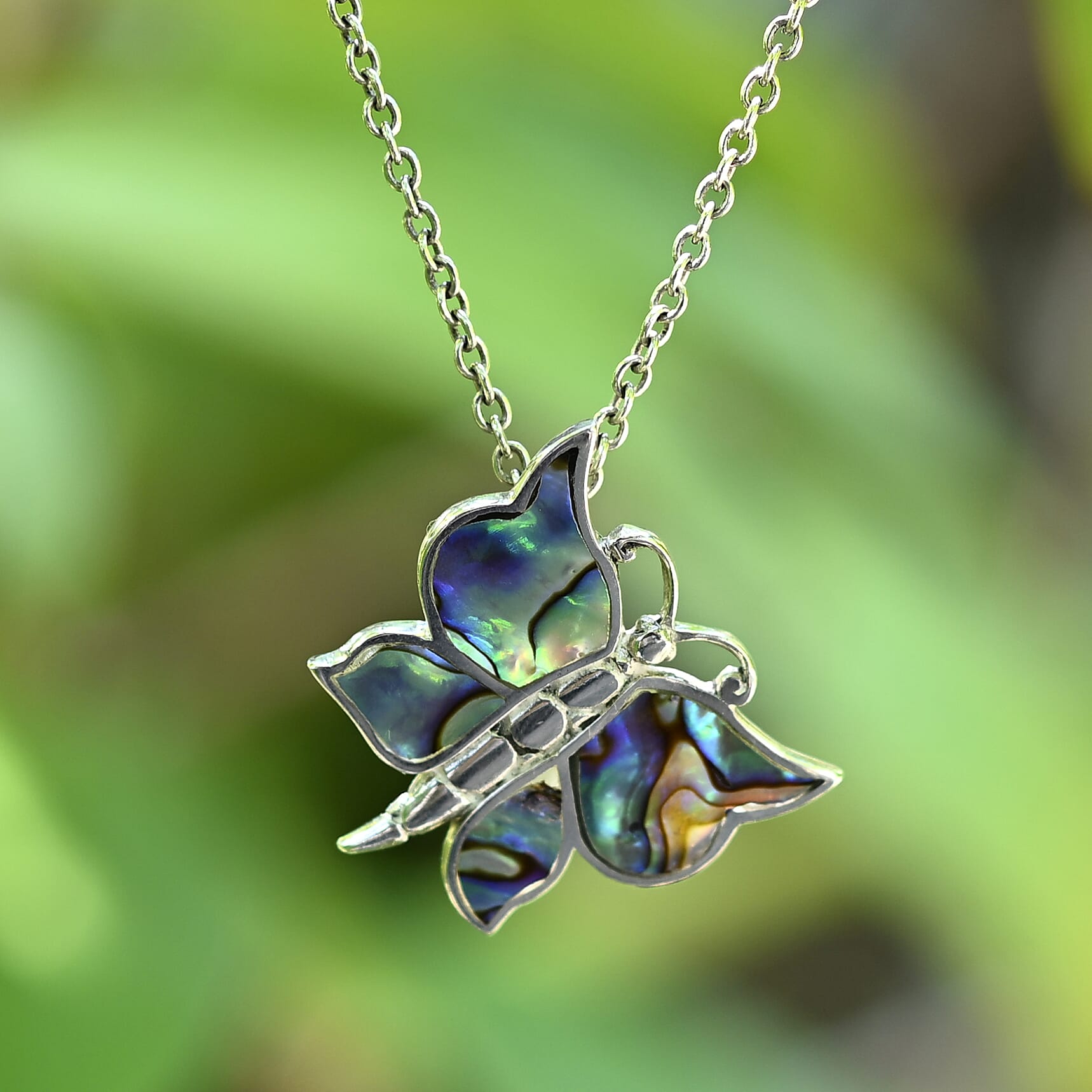 Royal Bali - Abalone Shell Butterfly Pendant Sterling Silver 5.00 Ct. 7748251 1