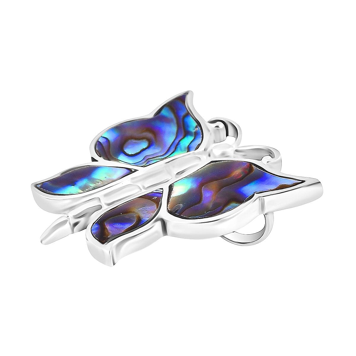 Royal Bali - Abalone Shell Butterfly Pendant Sterling Silver 5.00 Ct. 7748251 3