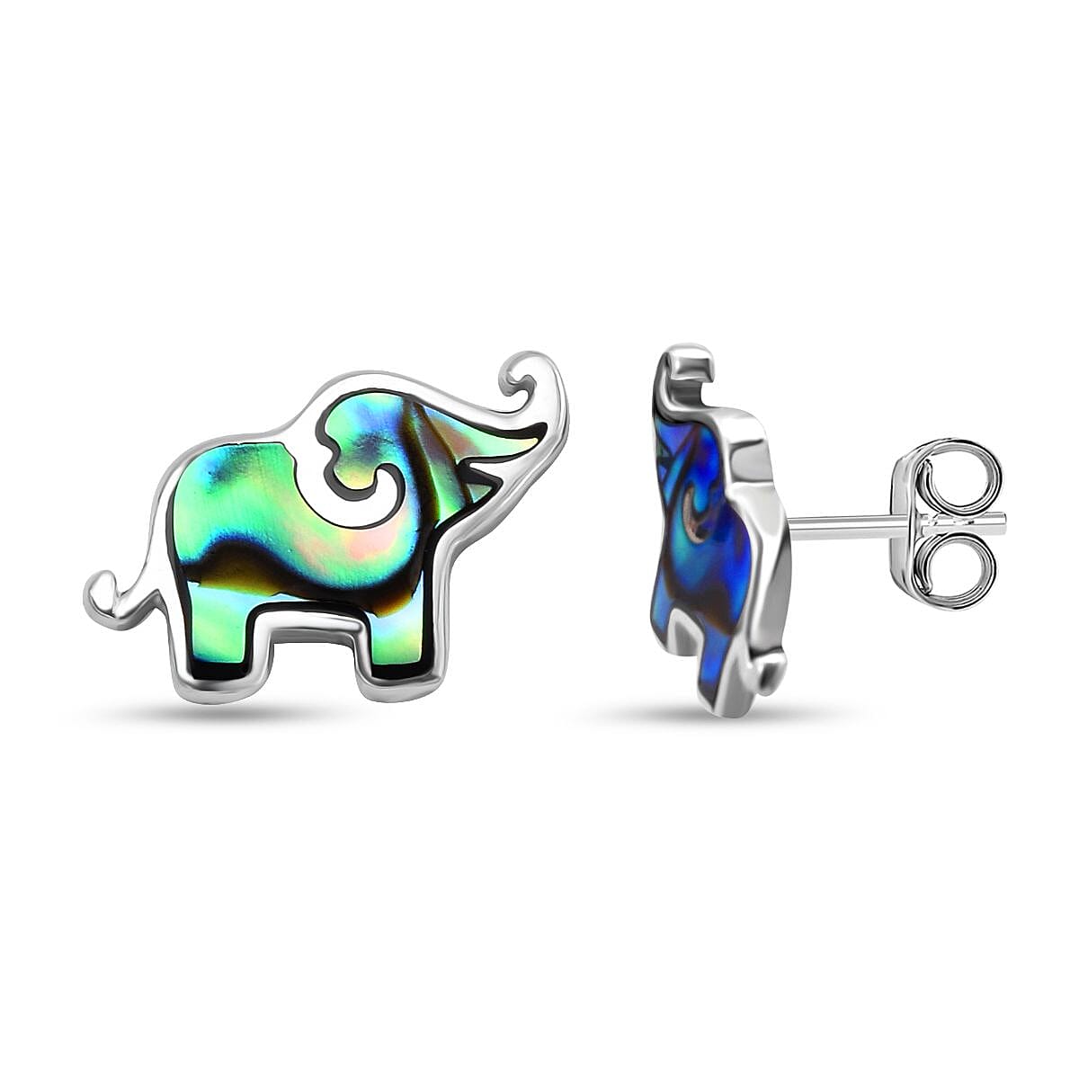Abalone Shell Elephant Earring with Push Back Sterling Silver 8296326 0