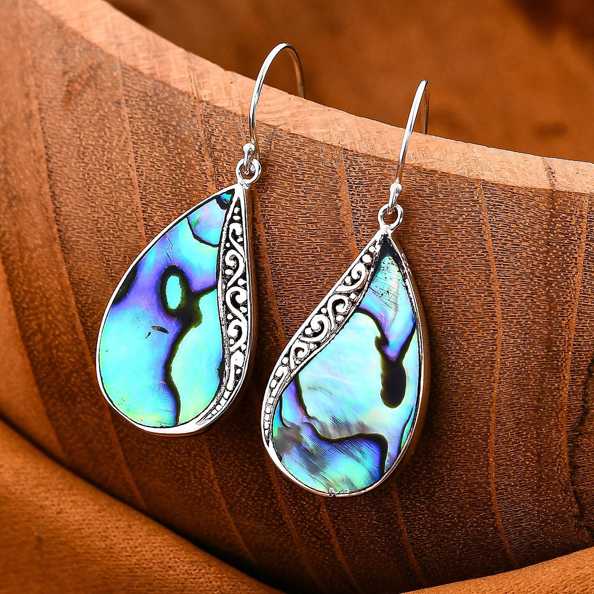 Royal Bali - Handmade Abalone Shell Drop Earrings in Sterling Silver 7768571 2