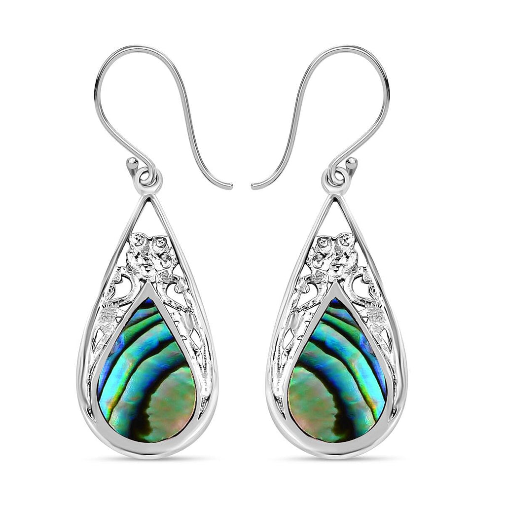 Royal Bali Crystal Bay Collection Abalone Shell  Earring  Sterling Silver 0.02 ct