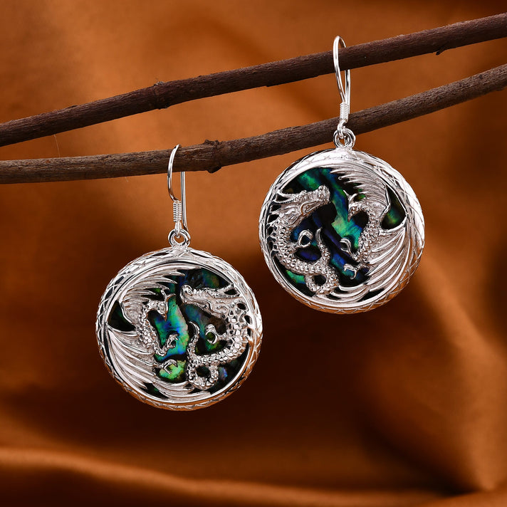 Royal Bali Collection- Garuda and Naga Abalone Shell Handmade Earrings Sterling Silver 7768494 2