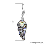 Abalone Shell Angel Wing Earrings (With Hook) in Silver Tone
