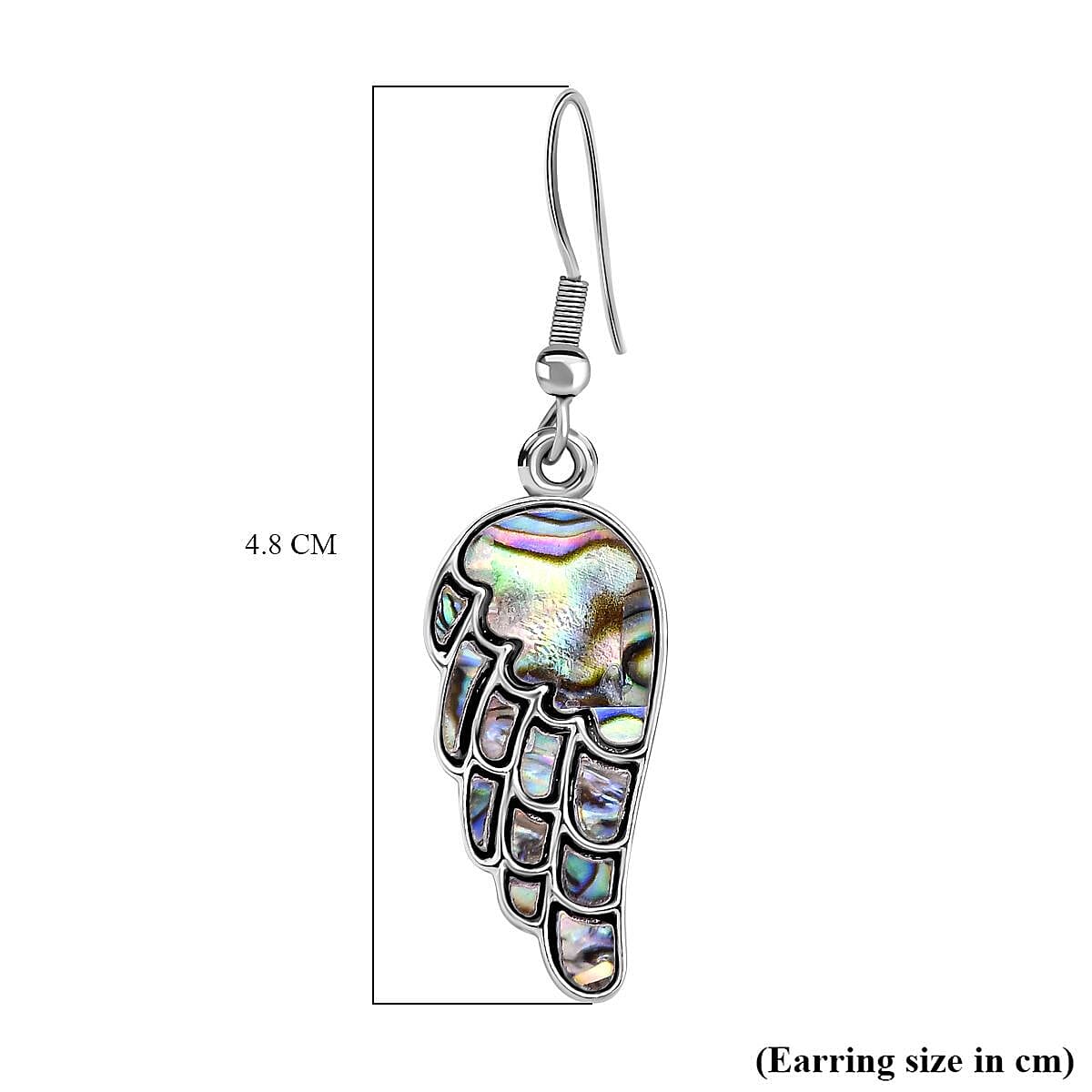 Abalone Shell Angel Wing Earrings (With Hook) in Silver Tone 7266326 4
