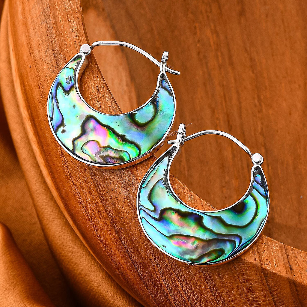 Abalone Shell Earring with Clasp in Sterling Silver