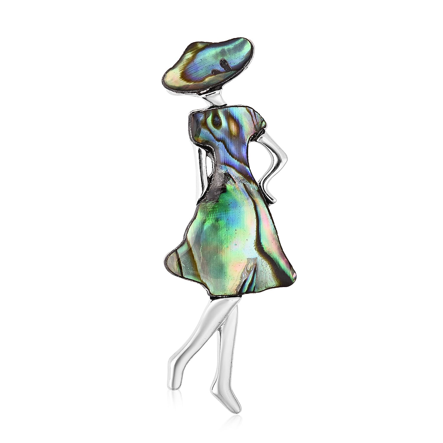 Abalone Shell Girl Brooch in Silver Tone 3594846 0