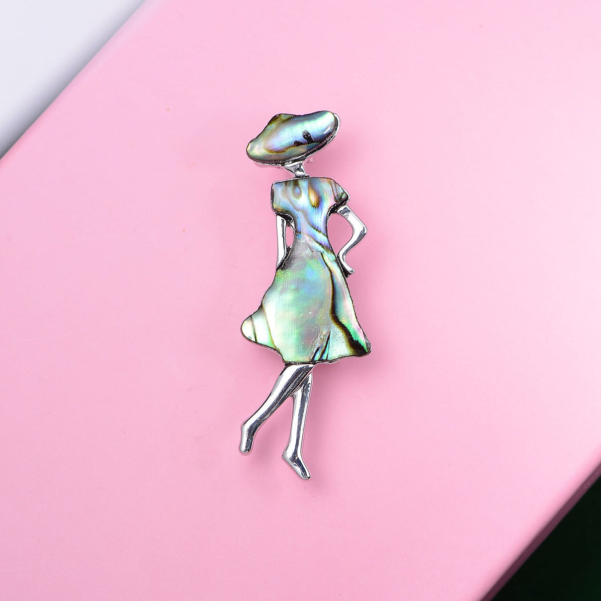 Abalone Shell Girl Brooch in Silver Tone 3594846 2