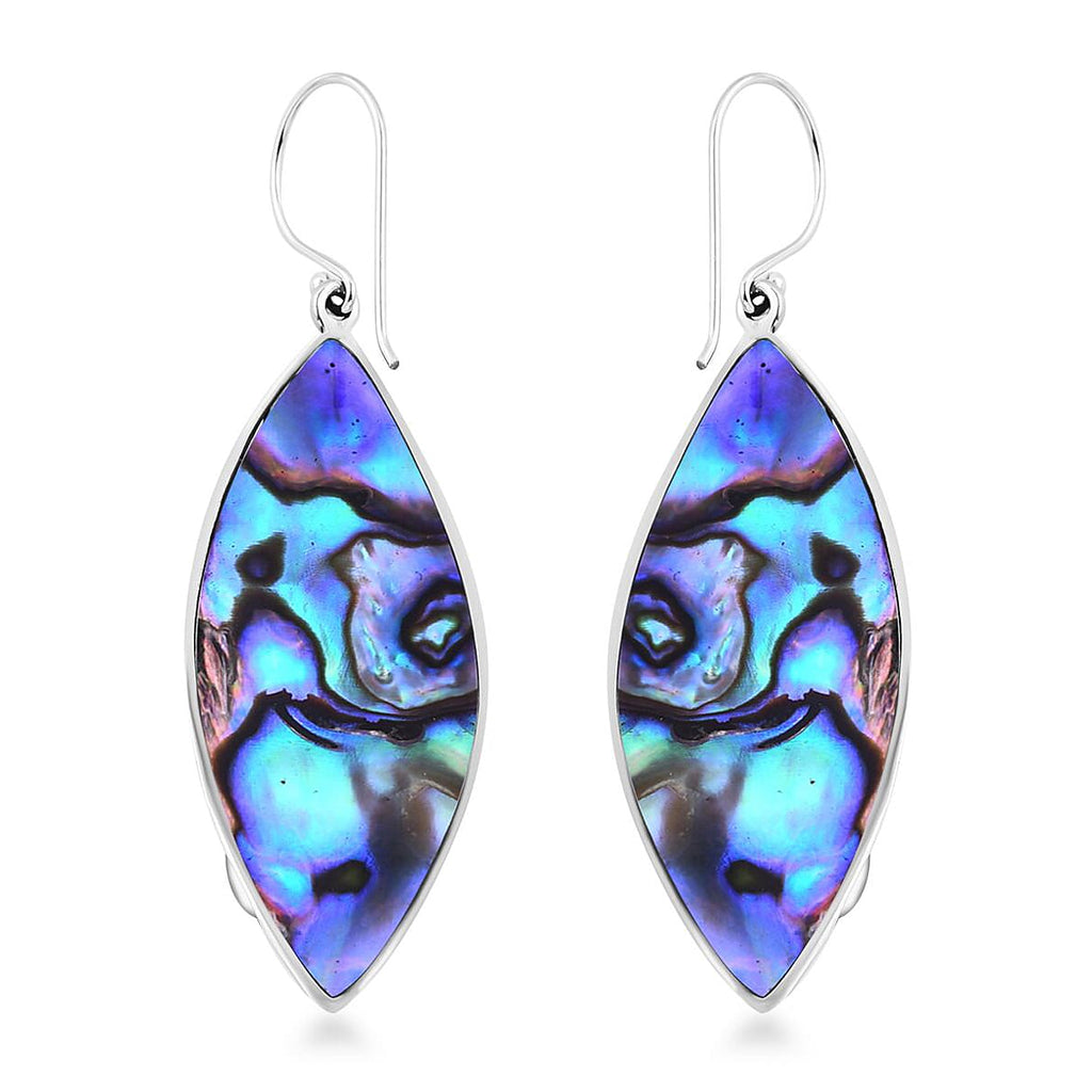 Royal Bali Collection - Abalone Shell,Larimar Hook Earring Sterling Silver 9.72 ct