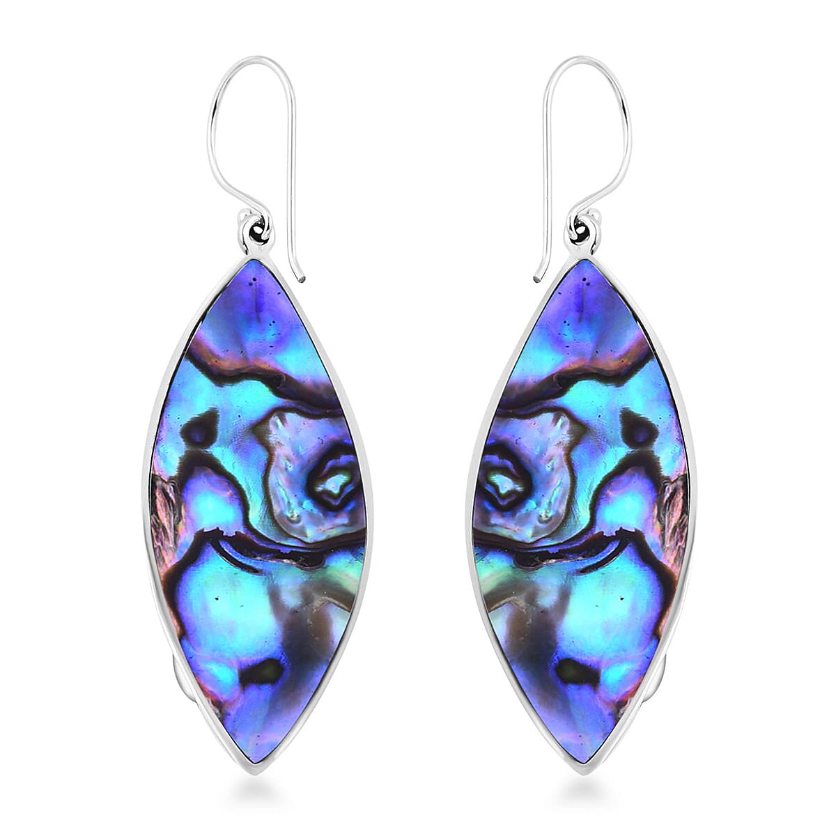 Abalone Shell, Larimar Fish Earrings in Sterling Silver 9.72 ct 7768645 3