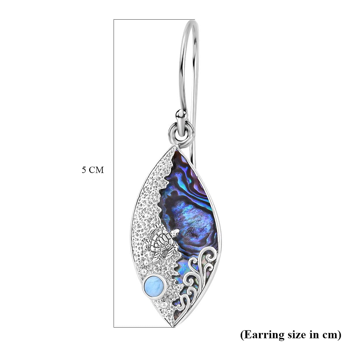 Abalone Shell, Larimar Fish Earrings in Sterling Silver 9.72 ct 7768645 4