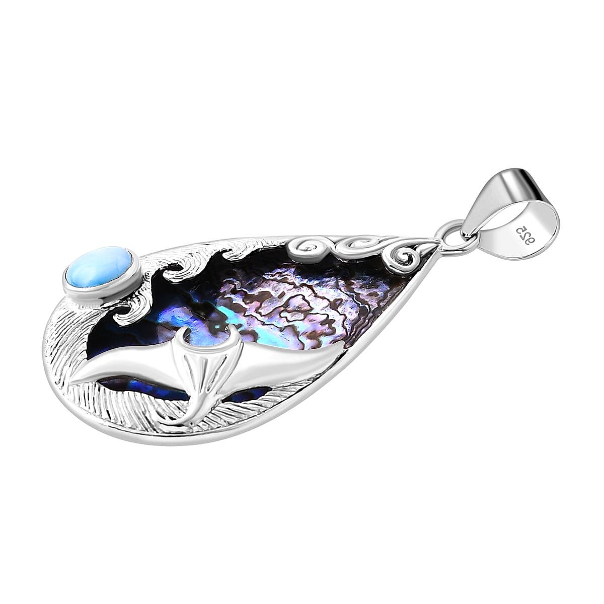 Royal Bali Collection Abalone Shell, Larimar Sealife Pendant in Sterling Silver 11.57 ct. 7768580 3