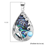Royal Bali Collection - Abalone Shell,Larimar Pendant Sterling Silver 11.57 Ct