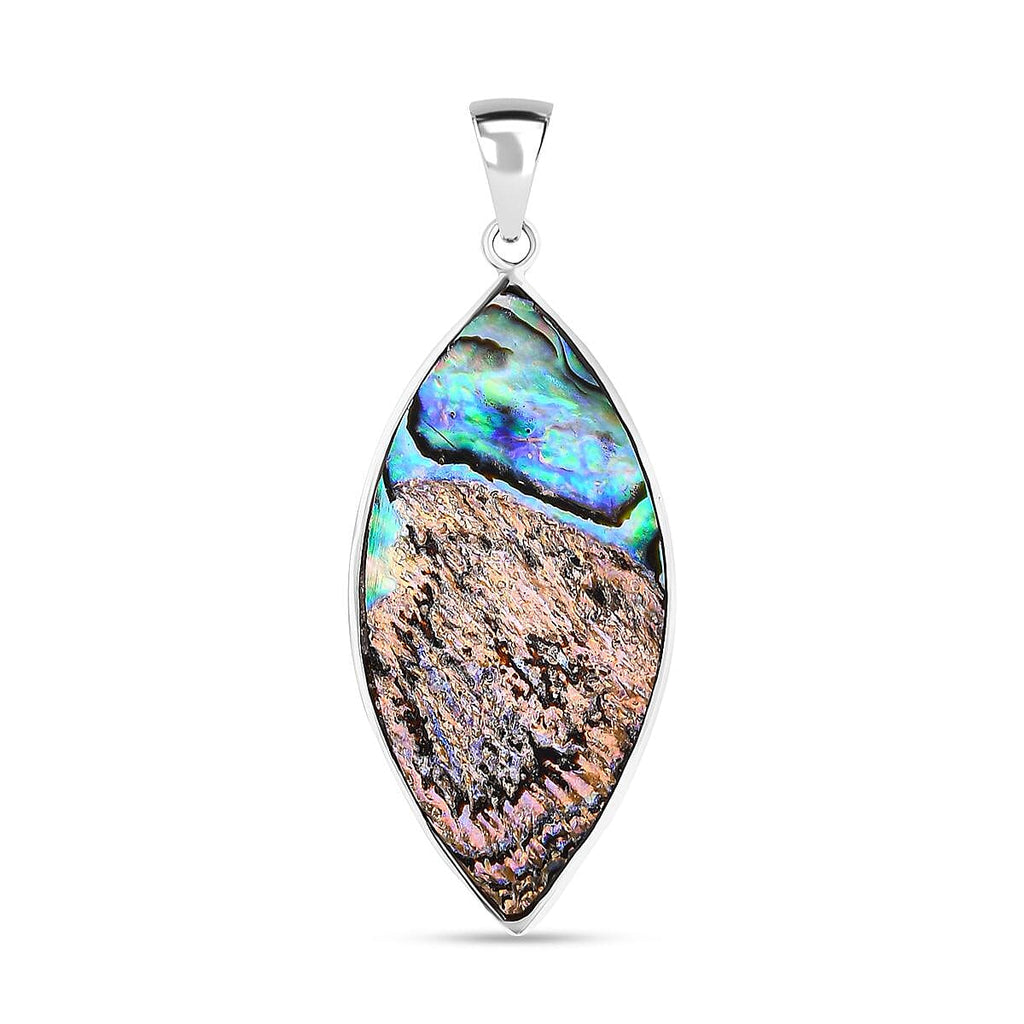 Abalone Shell & Larimar Pendant in Sterling Silver 9.04 Ct.