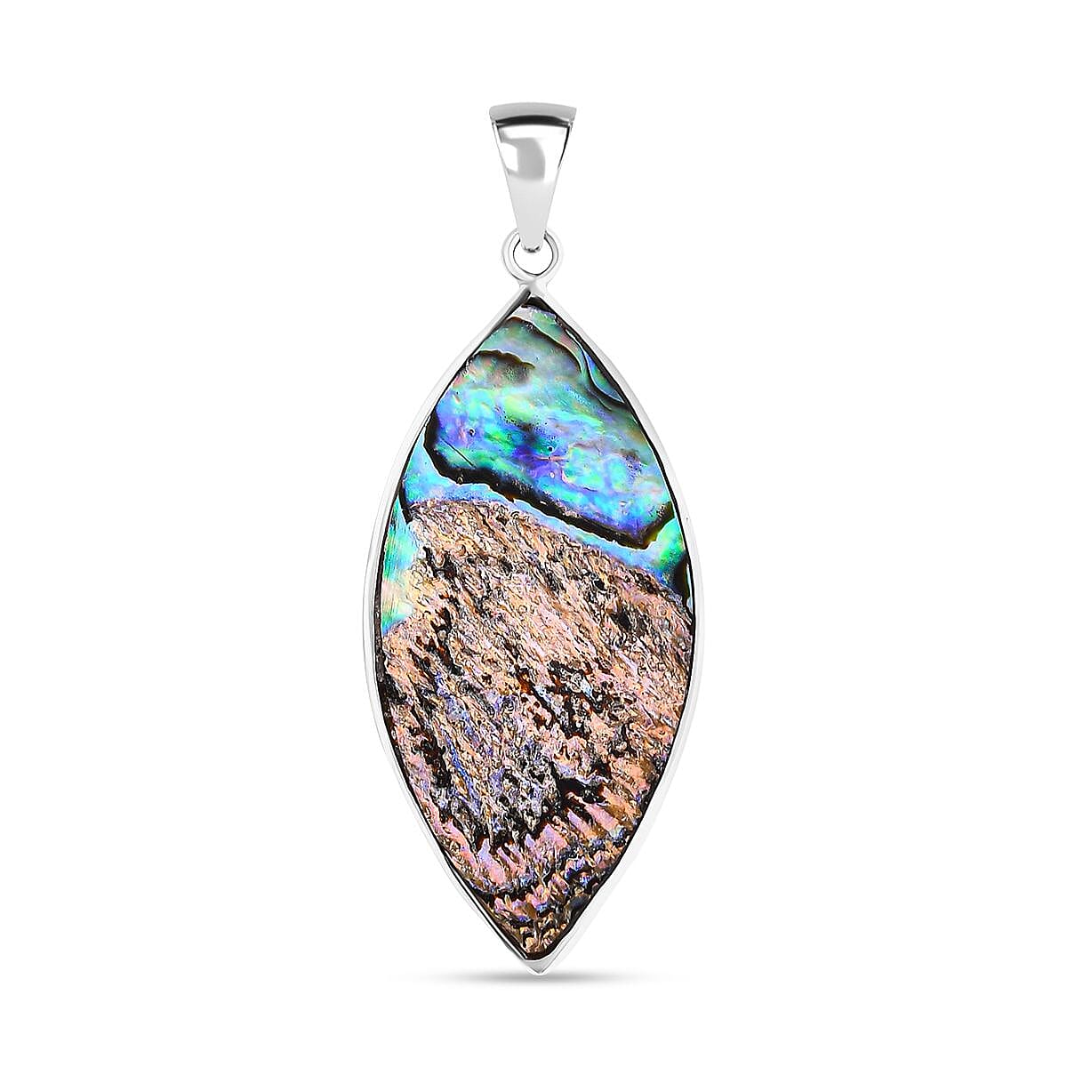 Abalone Shell, Larimar Fish Pendant in Sterling Silver 9.04 Ct 7768617 4