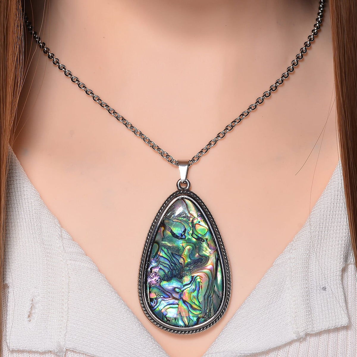 Abalone Shell Pear Necklace (Size - 24 - 4 Ext) with Lobster Clasp 7671028 2