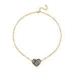 Designer Inspired Paper Clip Link Abalone Shell Heart Necklace (Size - 20 with 2 inch Extender)