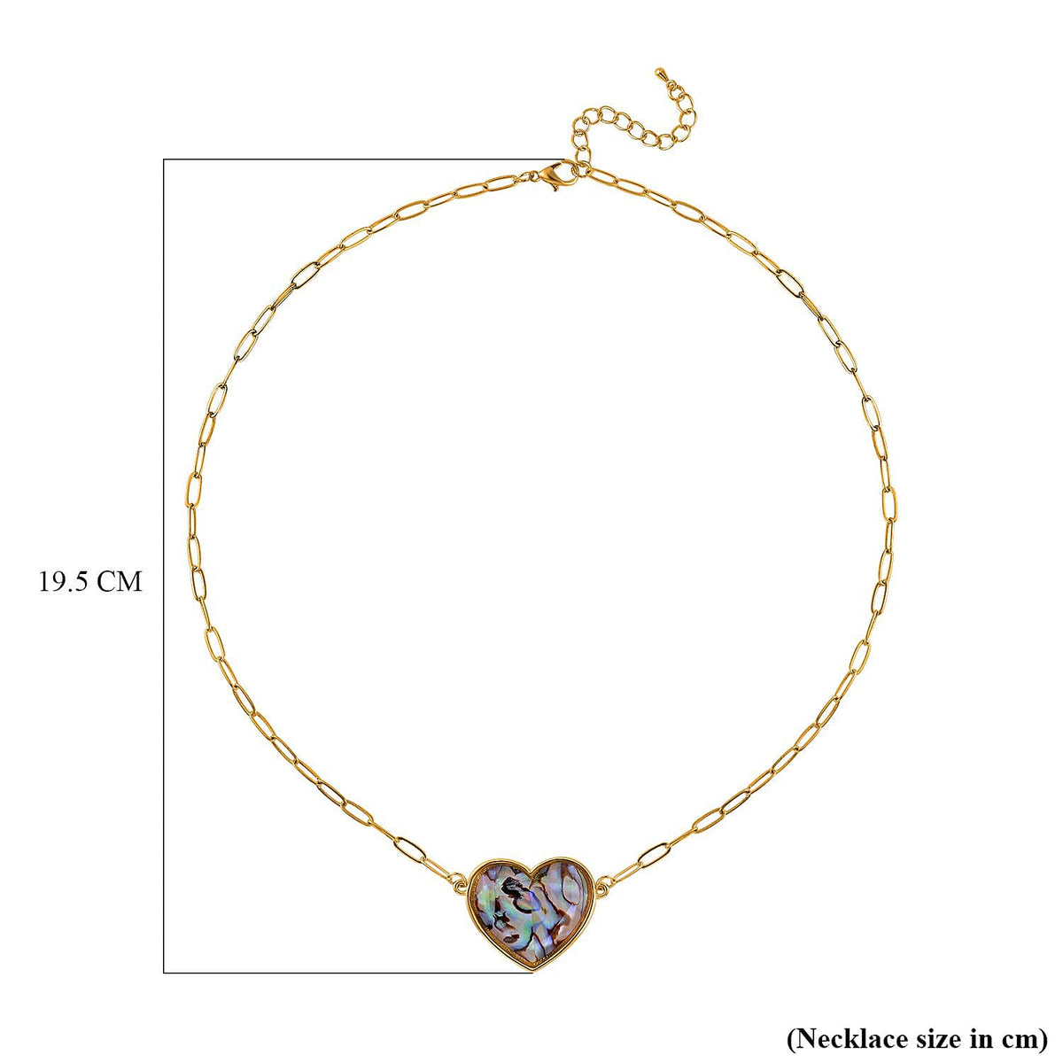 Designer Inspired Paper Clip Link Abalone Shell Heart Necklace (Size - 20 with 2 inch Extender) 7548880 4
