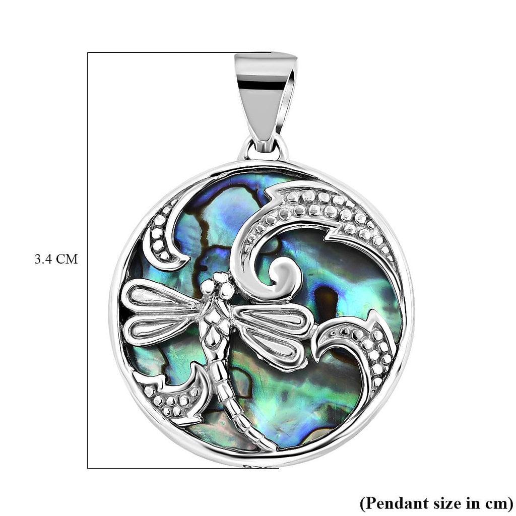 Royal Bali Collection - Abalone Shell Dragonfly Pendant in Sterling Silver