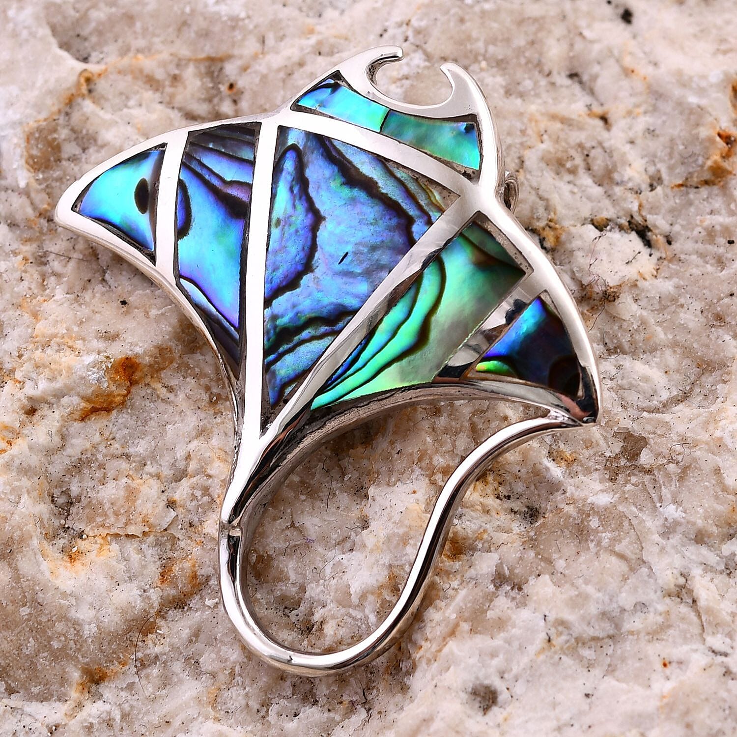 Royal Bali Crystal Bay Collection - Abalone Shell Stingray Pendant Sterling Silver 18.00 ct 7768659 2