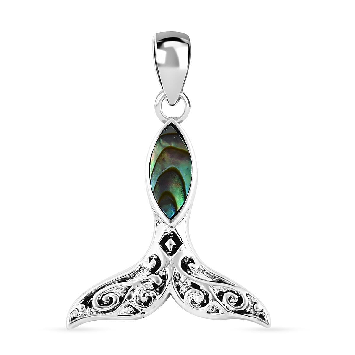 Royal Bali Crystal Bay Collection - Abalone Shell Dolphin Tail Pendant in Sterling Silver 4.00 ct 7768674 0