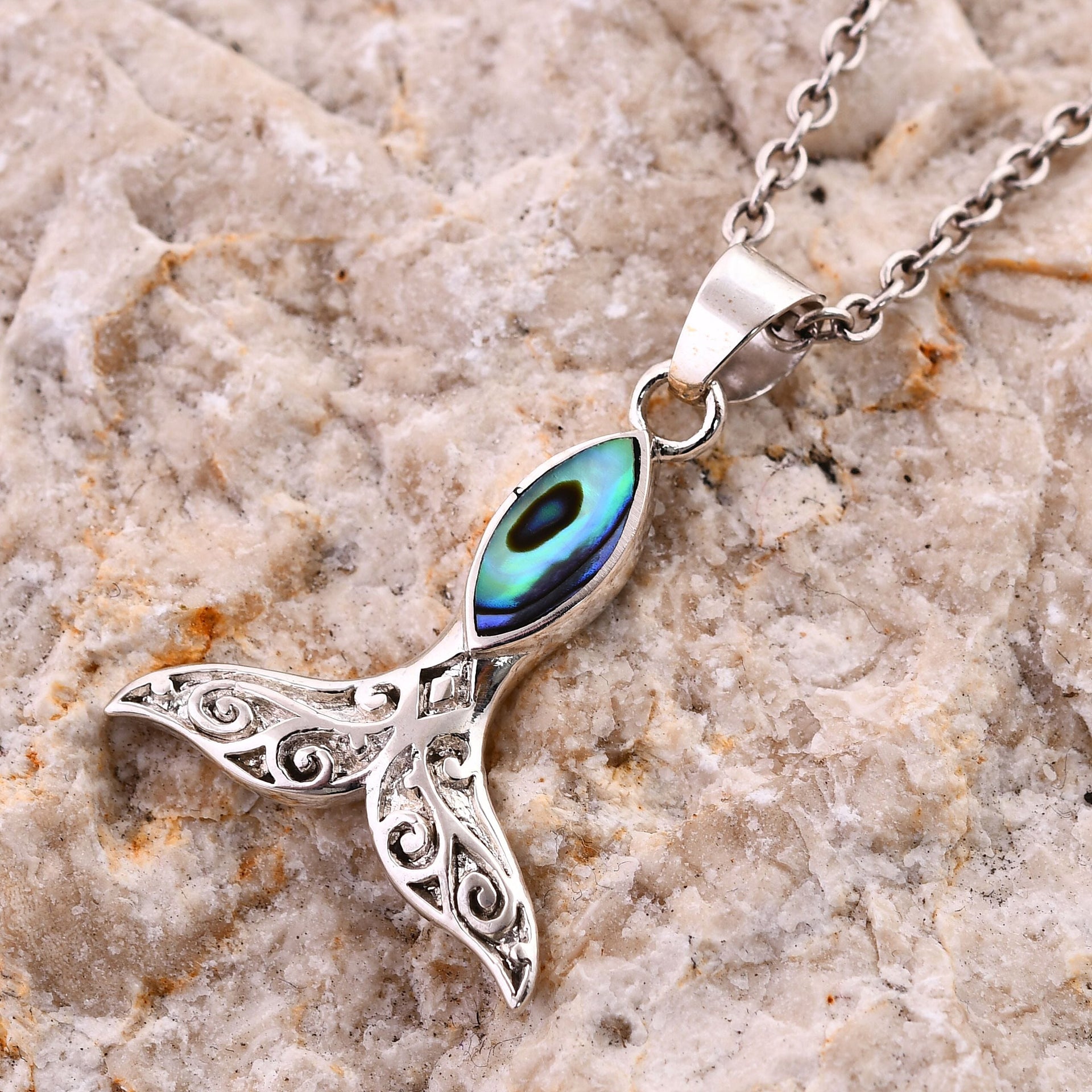 Royal Bali Crystal Bay Collection - Abalone Shell Dolphin Tail Pendant in Sterling Silver 4.00 ct 7768674 2
