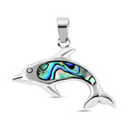 Royal Bali Crystal Bay Collection Abalone Shell Dolphin Pendant  Sterling Silver 4.00 ct