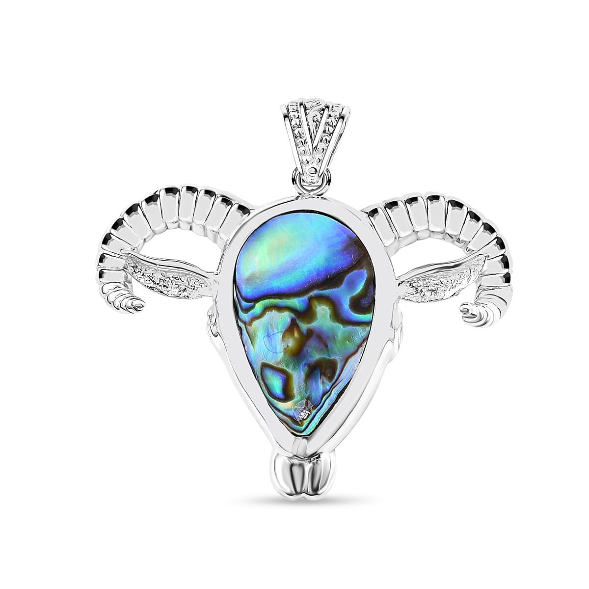 Abalone Shell Ram Head Pendant in Sterling Silver 6.00 Ct, Silver Wt. 9.65 GM 7656887 0