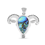 Abalone Shell Ram Head Pendant in Sterling Silver 6.00 Ct, Silver Wt. 9.65 GM