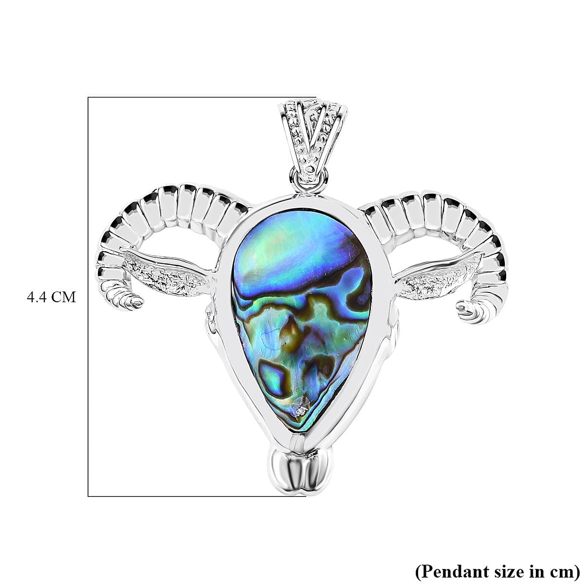 Abalone Shell Ram Head Pendant in Sterling Silver 6.00 Ct, Silver Wt. 9.65 GM 7656887 6