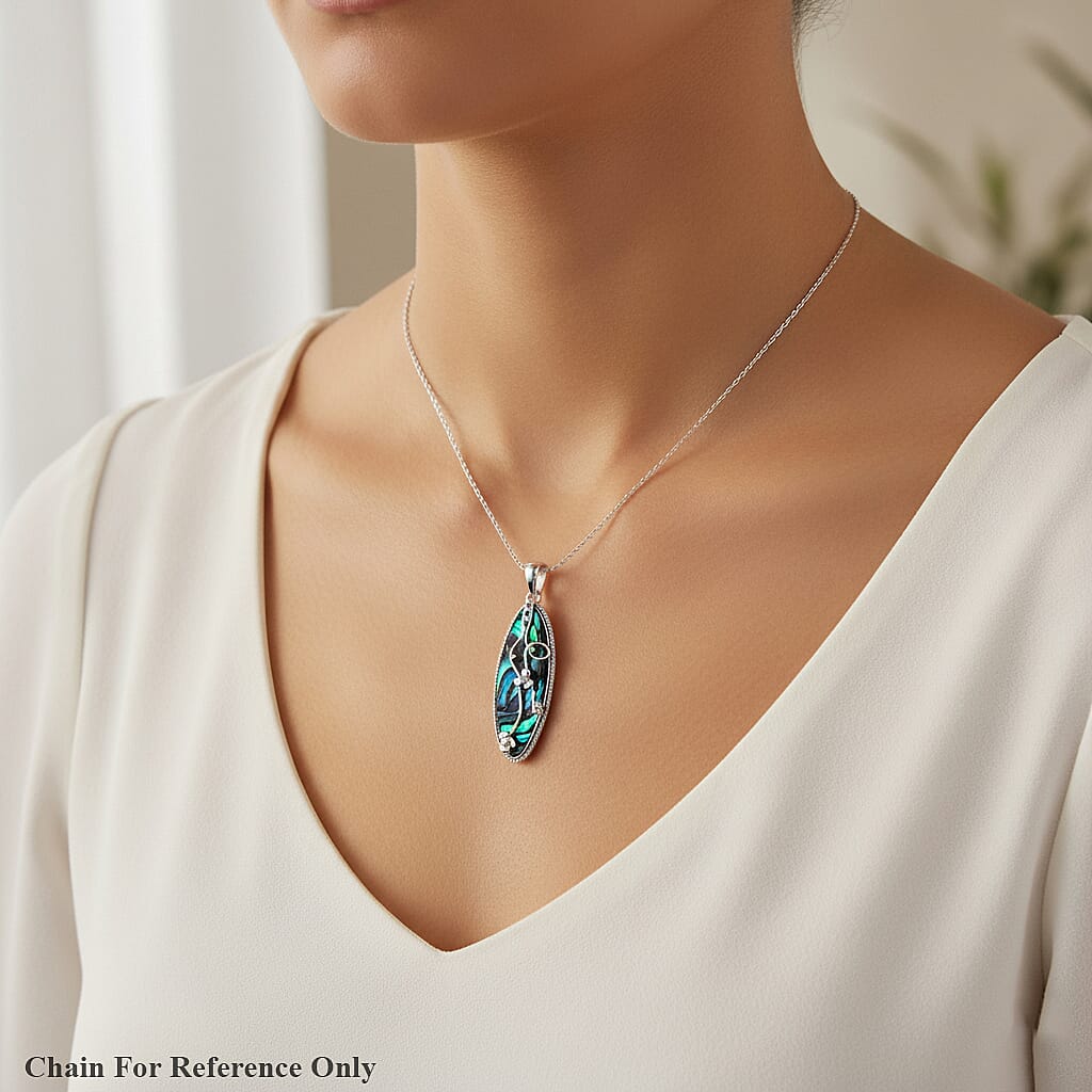 Abalone Shell Pendant Sterling Silver, Silver Wt. 3.99 Gms. 8285769 2