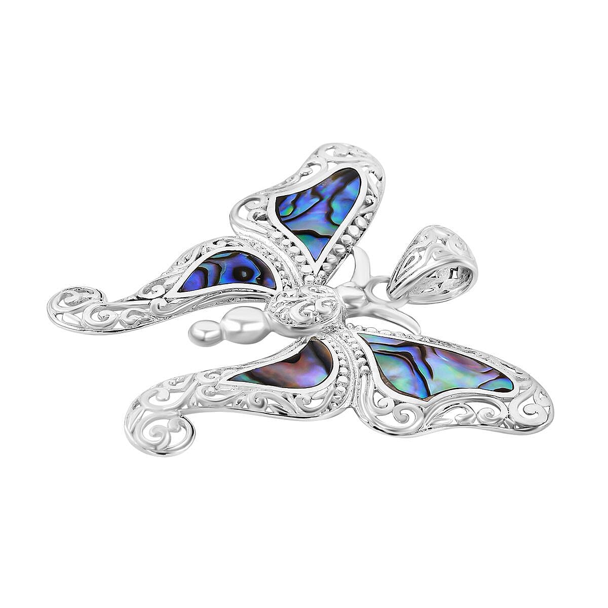 Royal Bali Collection - Abalone Shell Butterfly Pendant in Sterling Silver, Silver Wt. 8.00 Gms 7239299 4