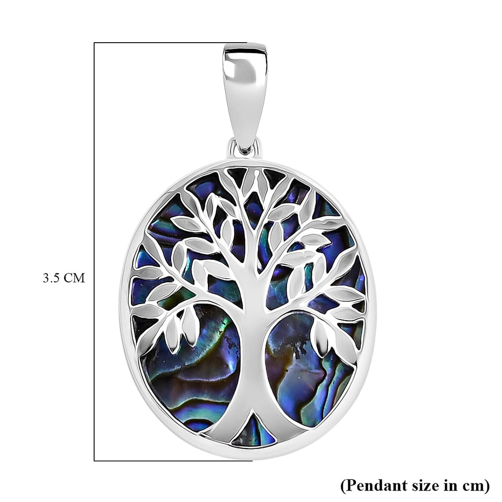 Abalone Shell Life of Tree Pendant in Sterling Silver